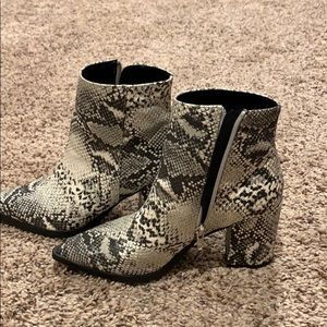 Snakeskin booties